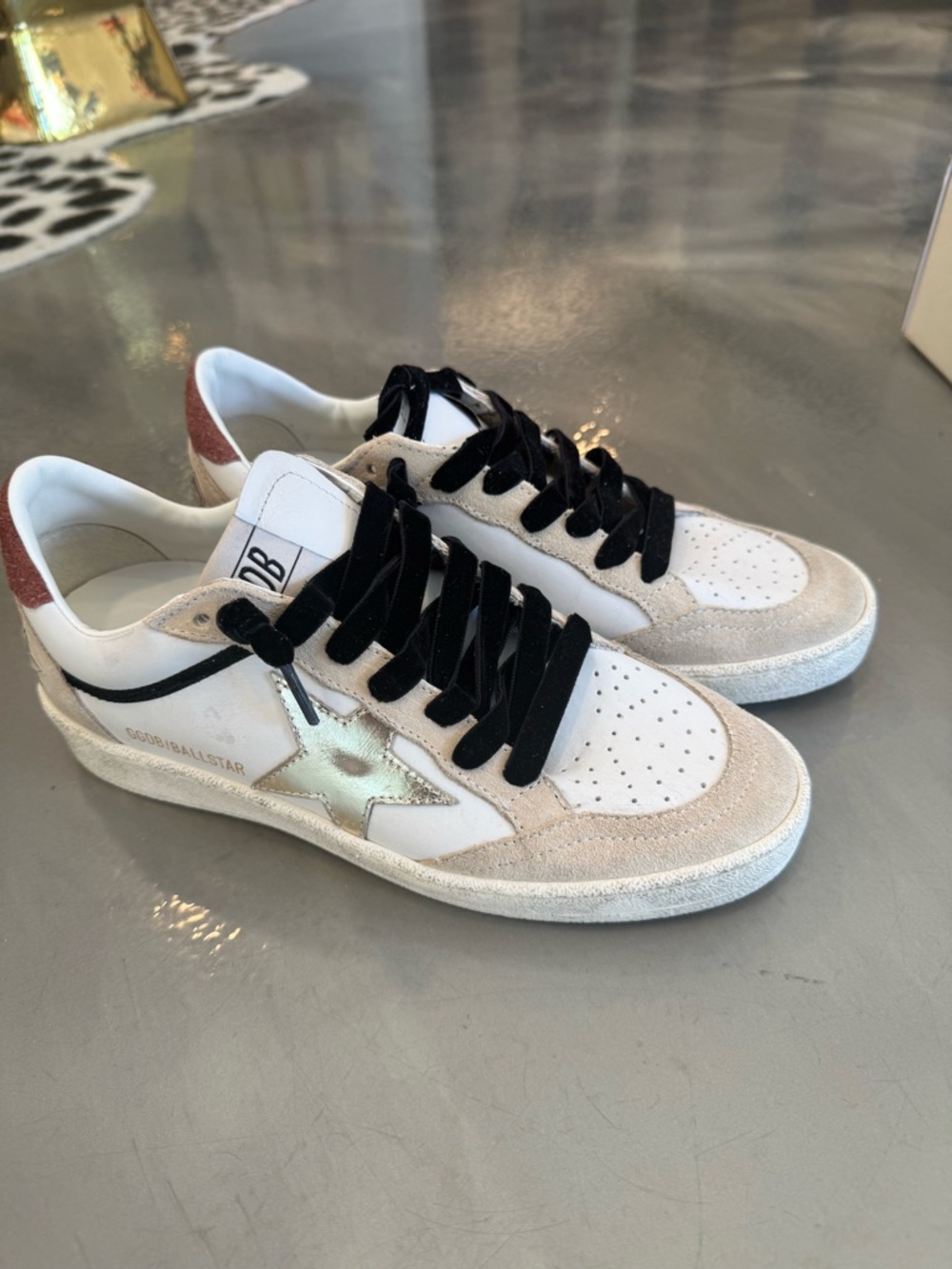 Golden Goose Deluxe Ball Star Laminated white & beige leather | platinum Star